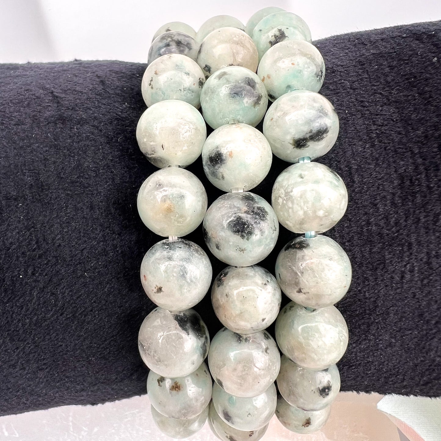 Kiwi Jasper 8mm Beaded Crystal Bracelet