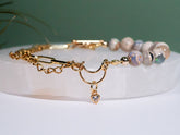 Whimsical Gold Australian Opal Paperclip Beaded Crystal Bracelet
