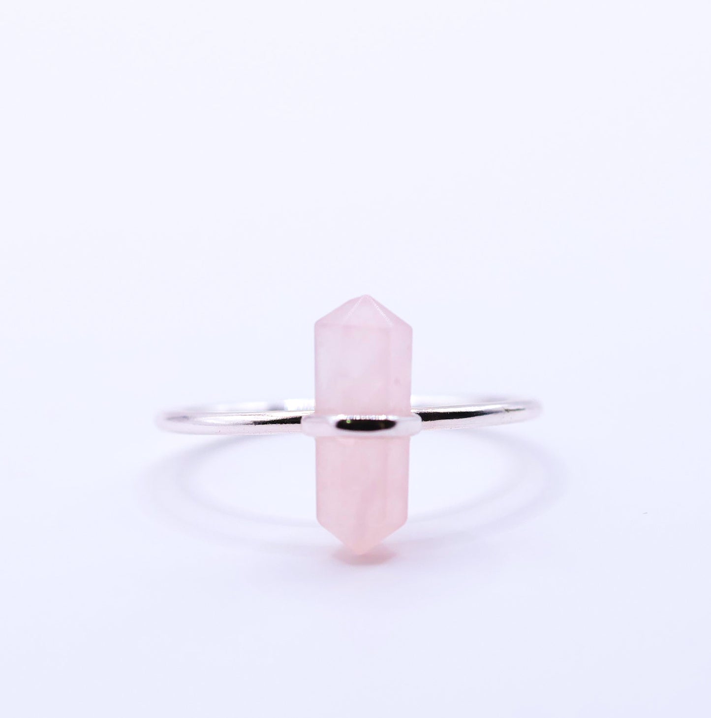 Minimalist 925 Quartz Crystal Ring – Rose or Clear Crystal – Gold or Silver Band – Sizes 5 to 7