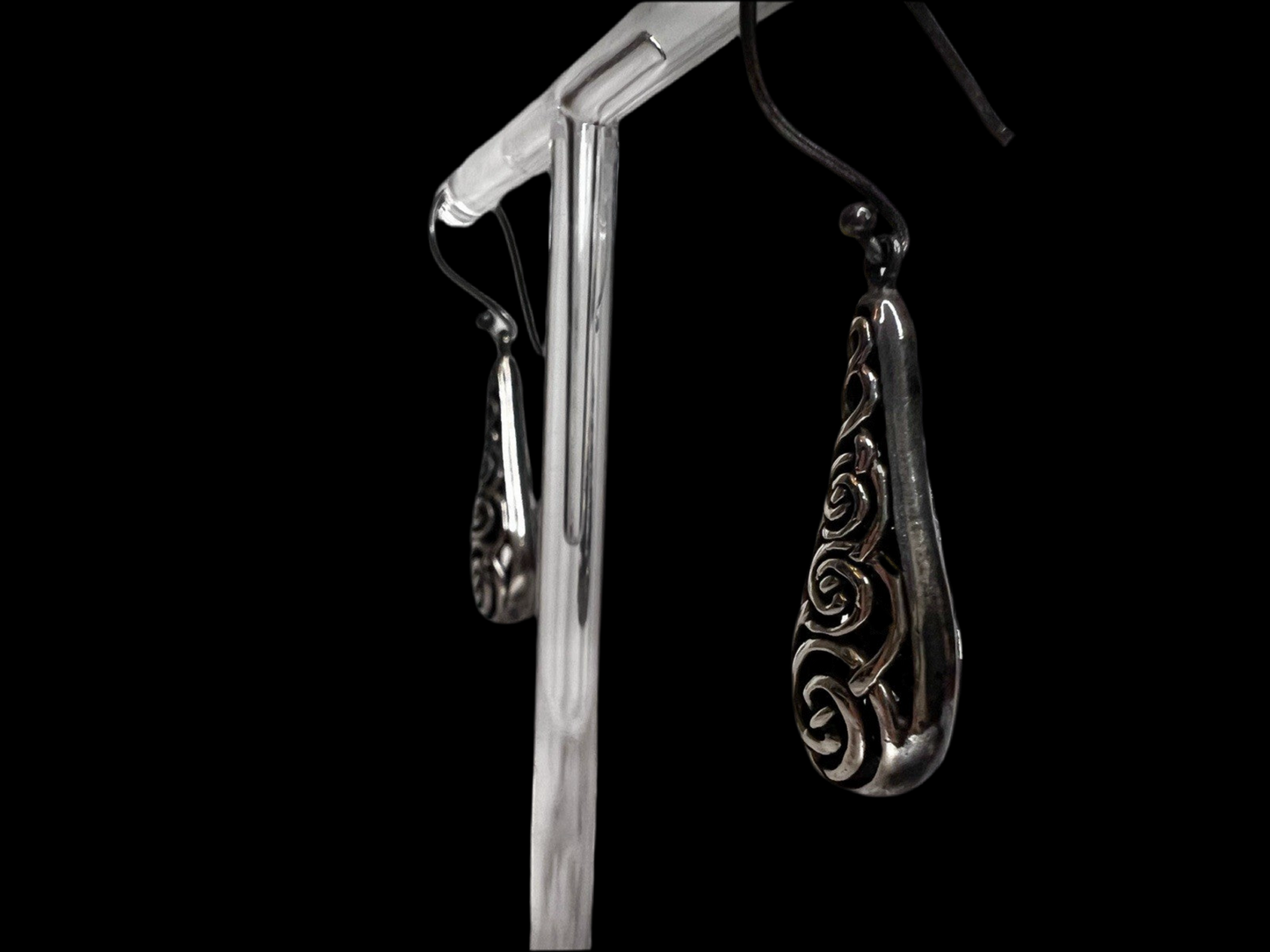 925 Marked Sterling Silver Dangle Drop Earrings, Celtic Metal Design