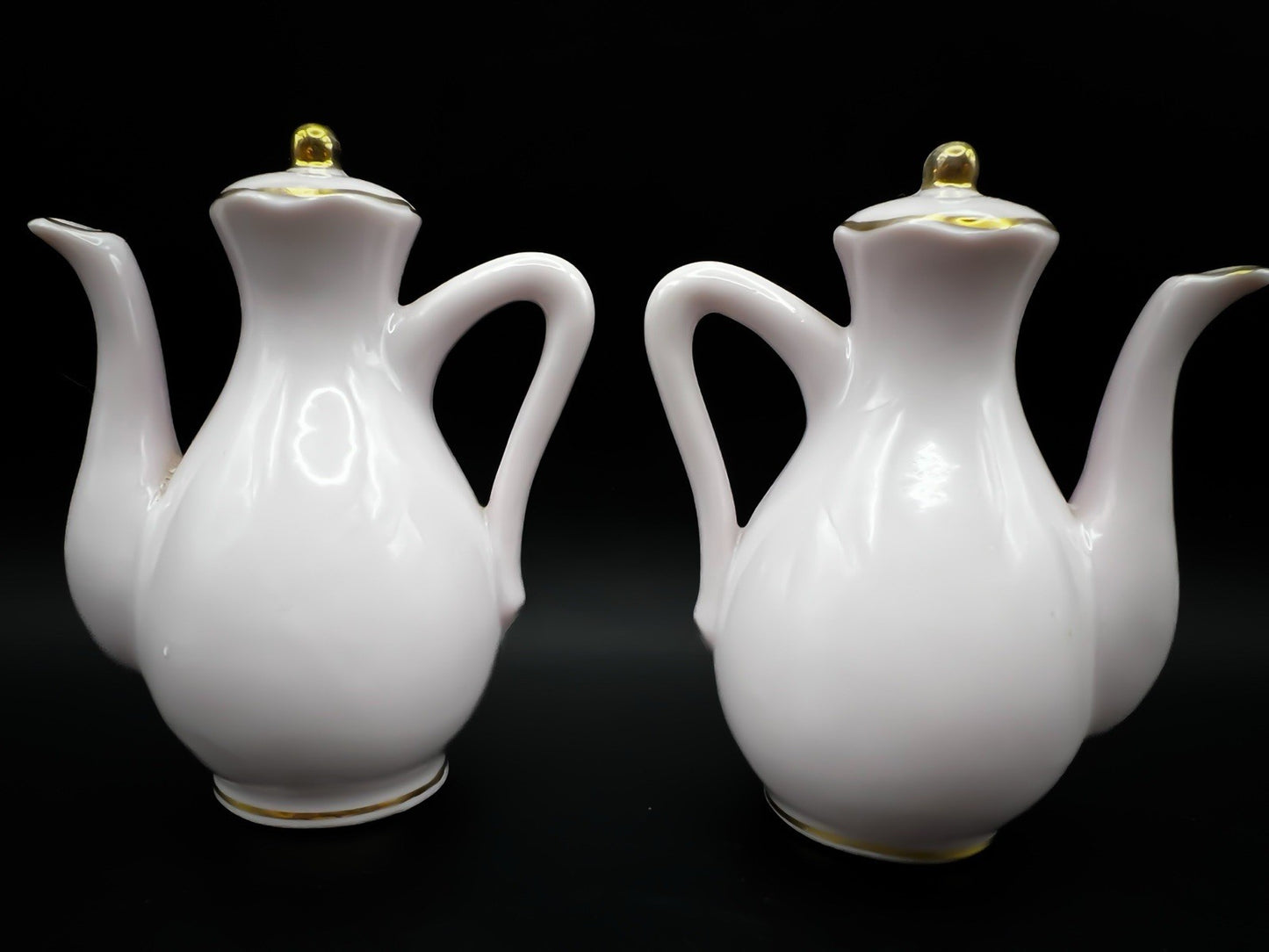 Vintage Japanese Pink Gold Trimmed Tea Pot Salt Pepper Shakers Floral Porcelain