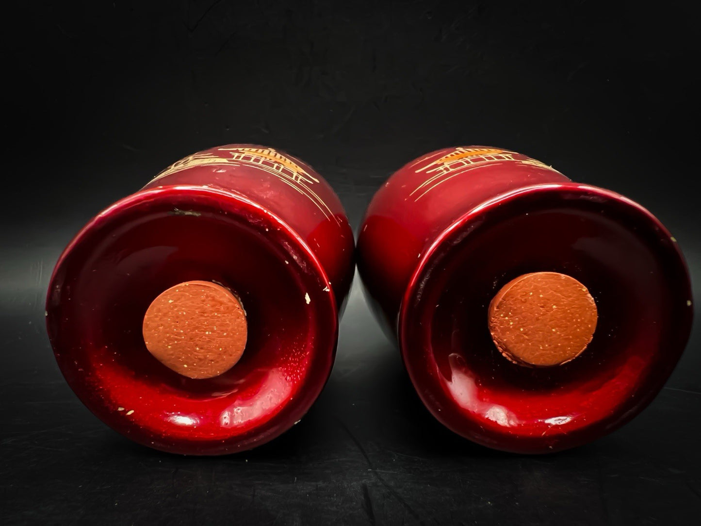 Red Temple Japanese Shakers, Vintage Asian Inspired Kitchen Tableware