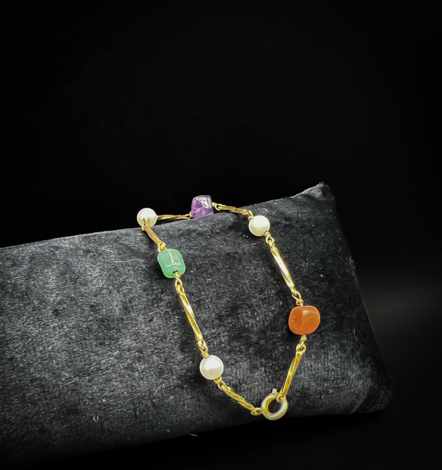 Minimalist Gold-tone Bracelet With Polished Gemstones