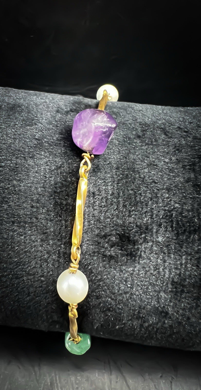 Minimalist Gold-tone Bracelet With Polished Gemstones