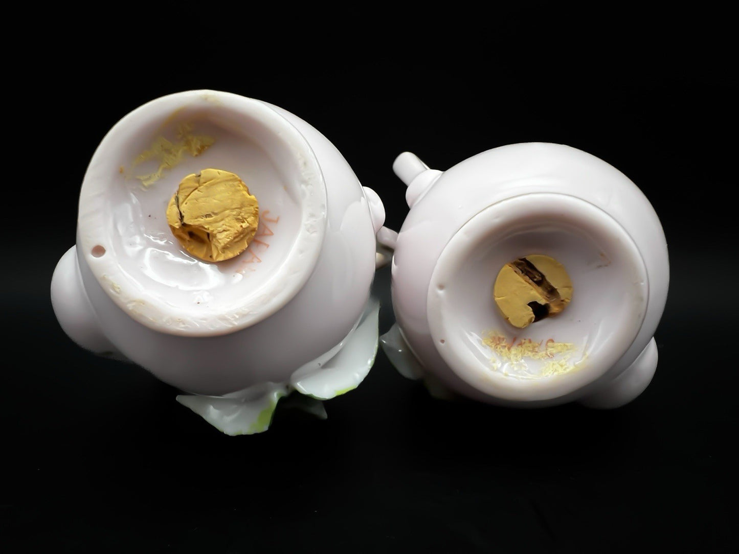 Vintage Japanese Pink Gold Trimmed Tea Pot Salt Pepper Shakers Floral Porcelain