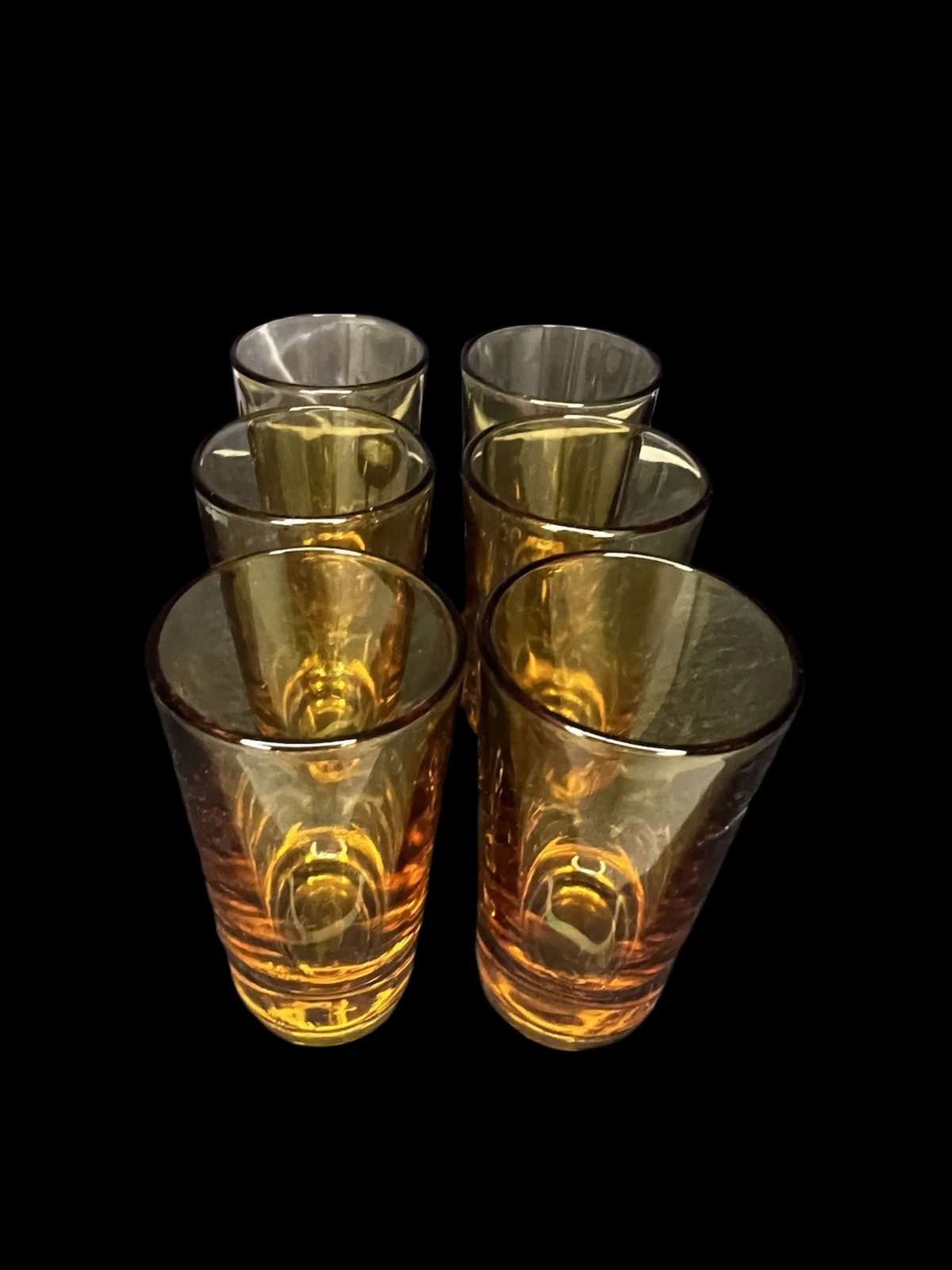 Set of 6 Retro Mid Century Amber Shot Glasses
