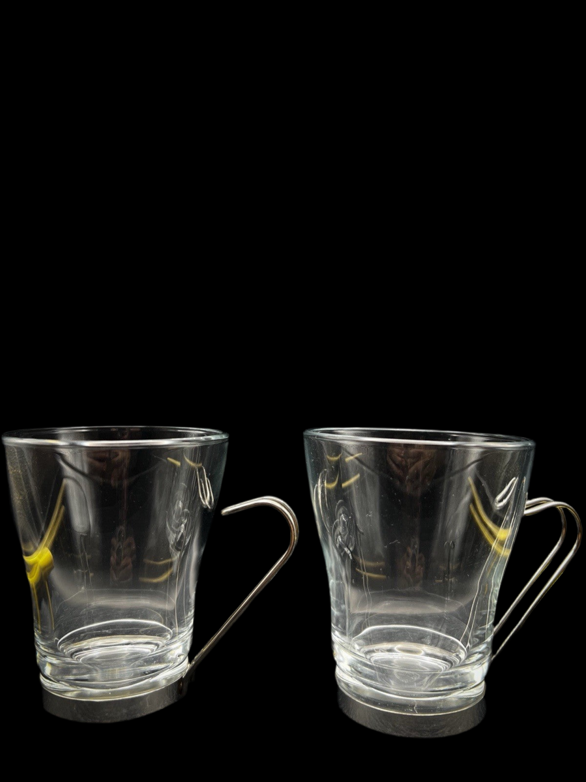 UV Reactive Set of 2 Cappuccino Glassed & 2 Stainless Steel Tall Coffee Cups