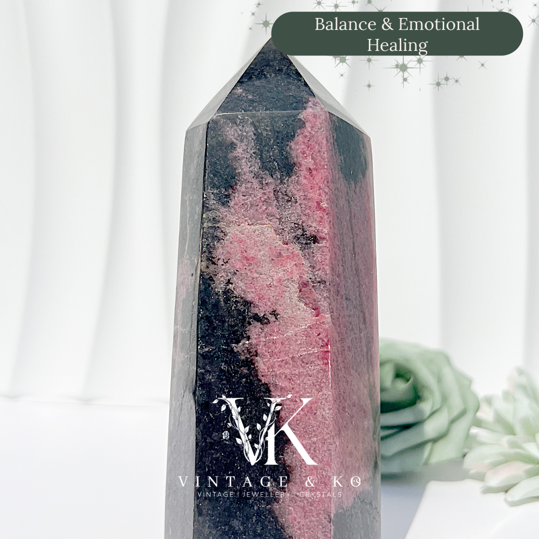 Madagascan Rhodonite with Quartz Tower | Large Size (Approx 16cm) 830-890g