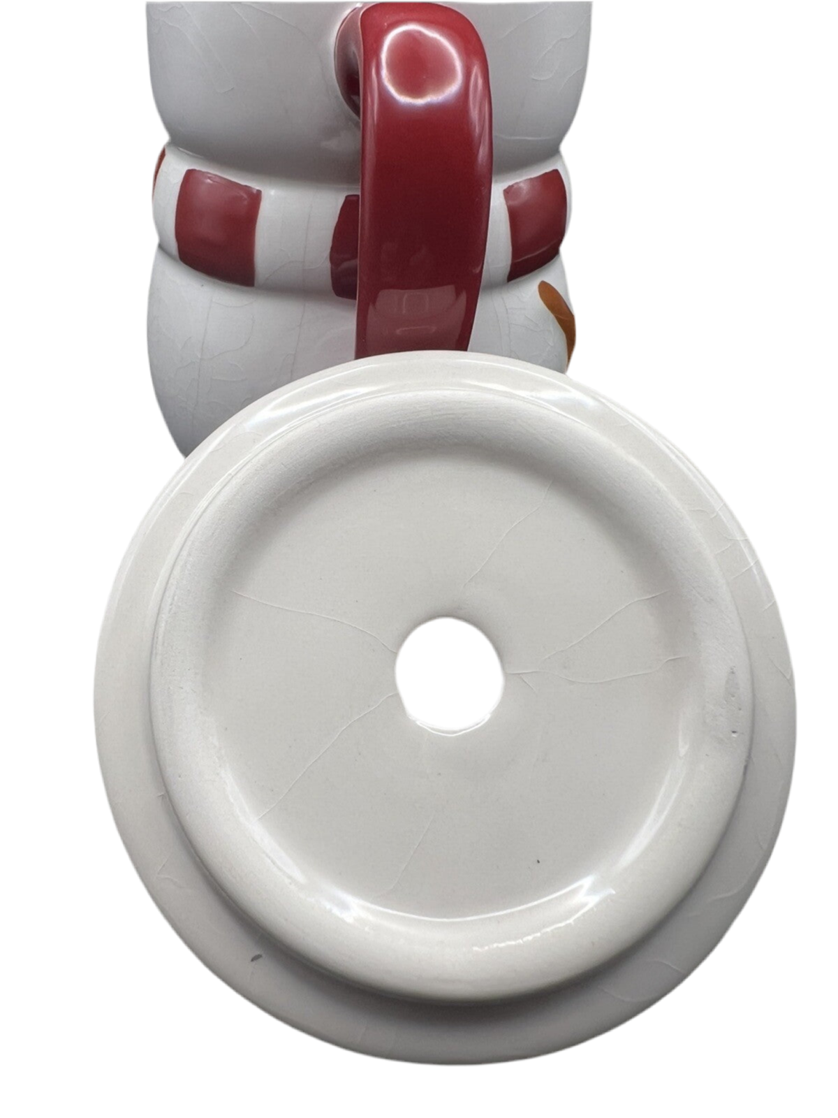 Novelty Ceramic Snowman Mug with Lid and Steam Holes