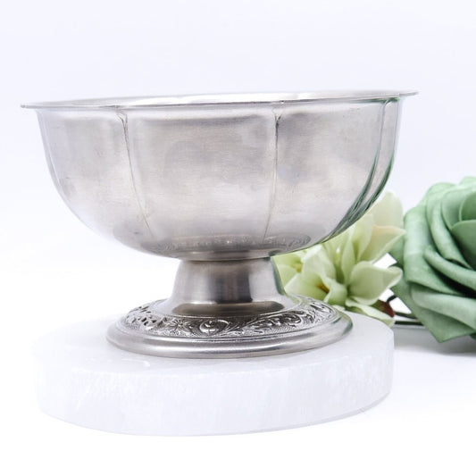 18/10 Stamped Stainless Steel Bowl with Original Sticker, Vintage Lucky Wood