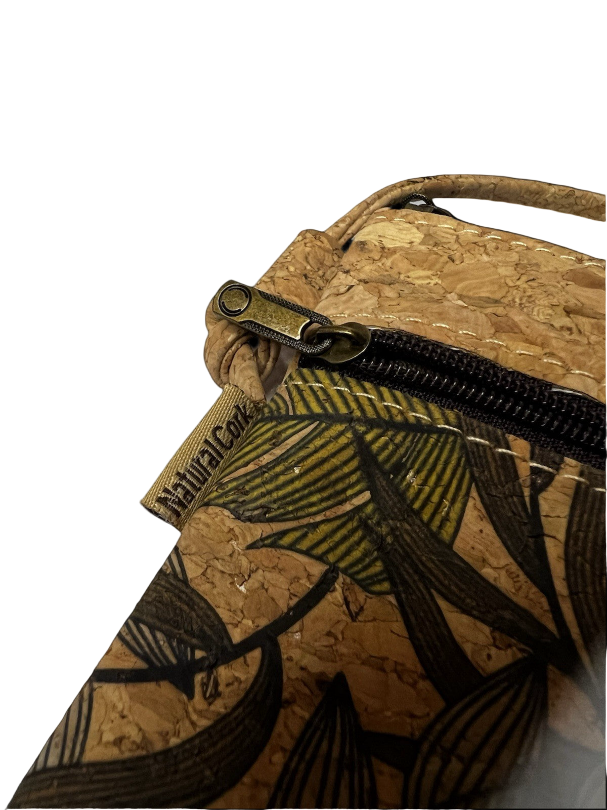 Vegan Eco Friendly Cork Crossbody, Tropical Casual Women’s Handbag With Strap
