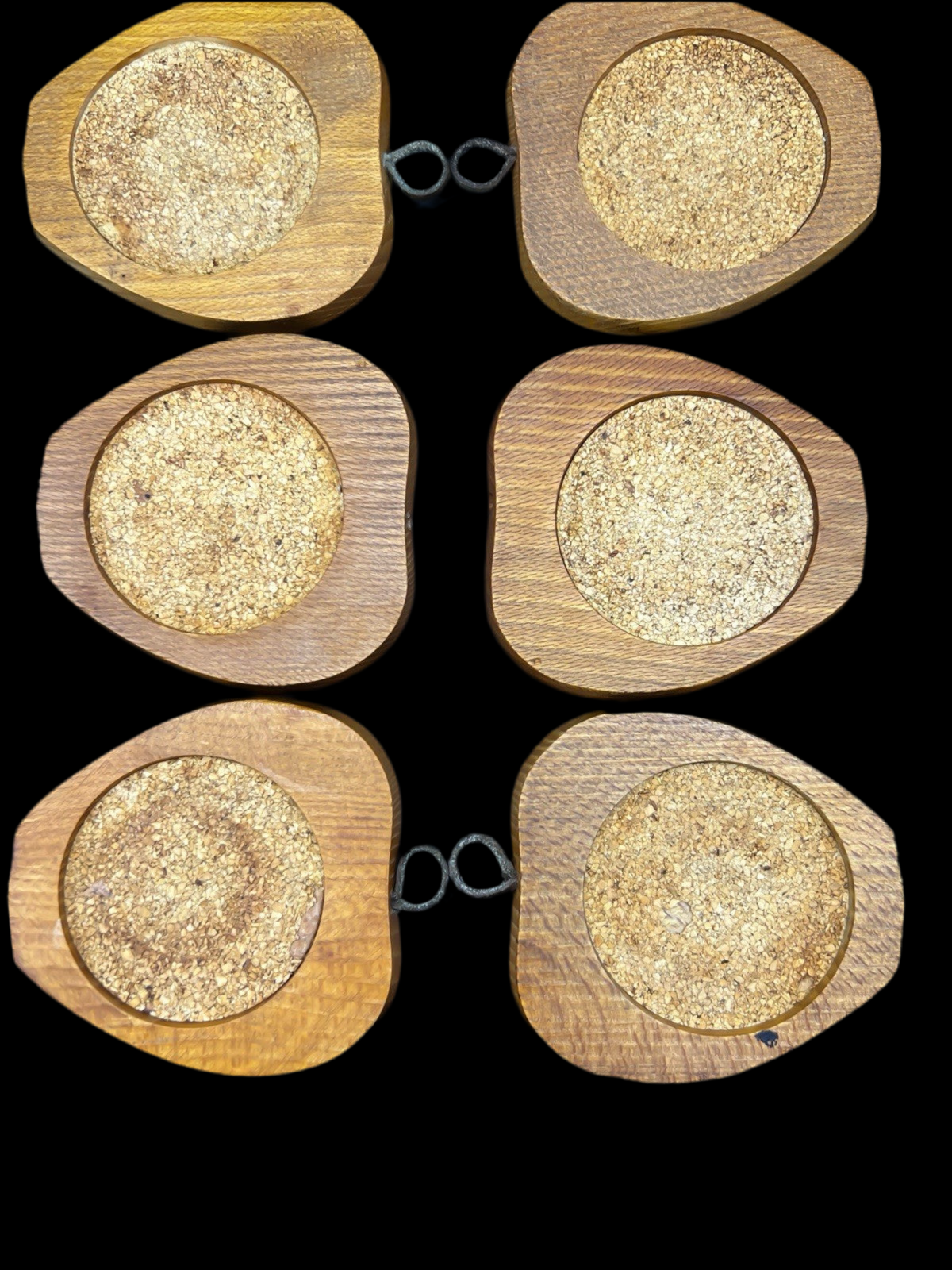 Rustic Wooden Apple Coasters Set of 6, Cork Backed With Leather Strap and Stand