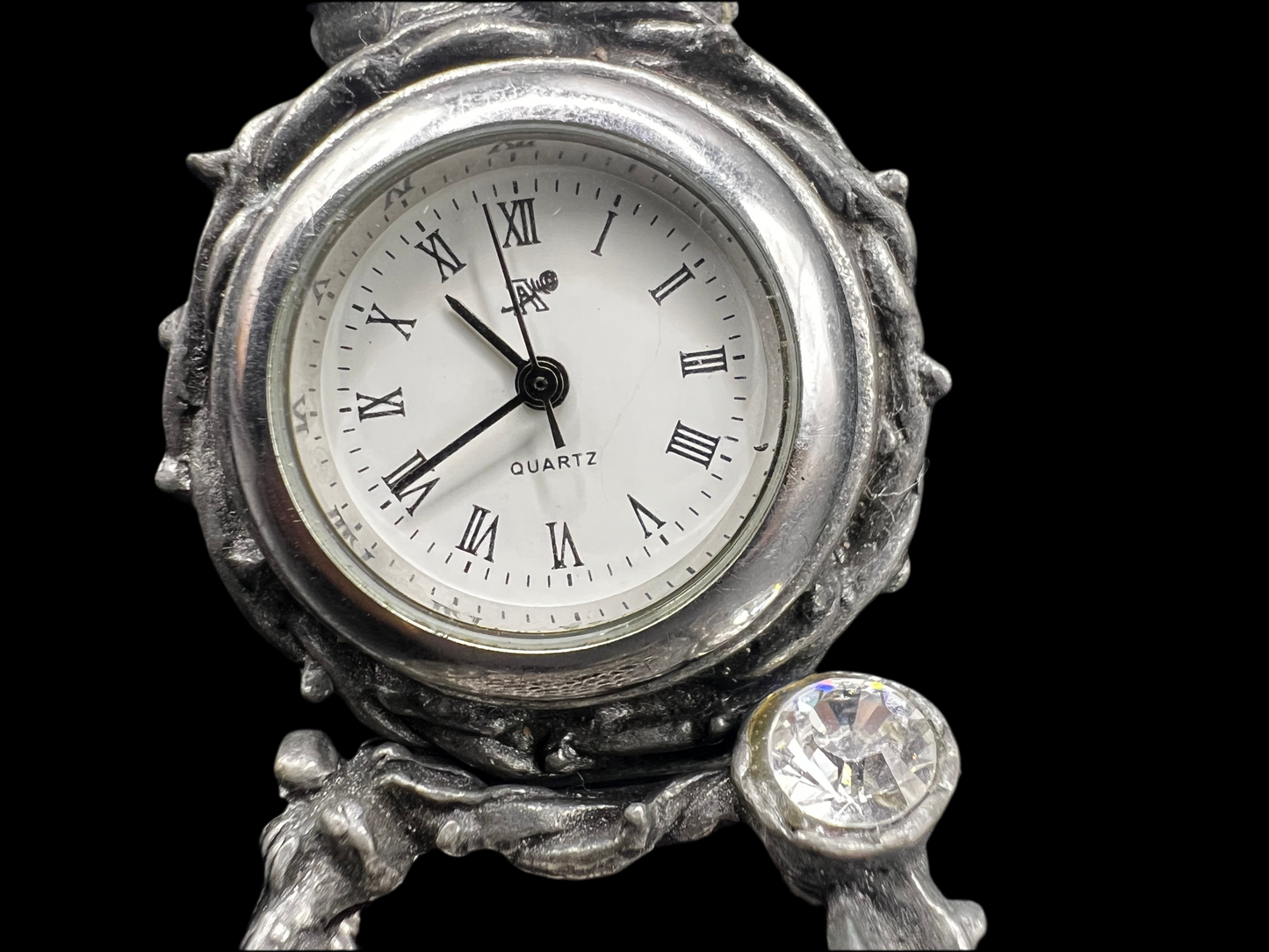 Victorian Gothic Watch – Alchemy Pewter with Skulls, Roses & Crystals