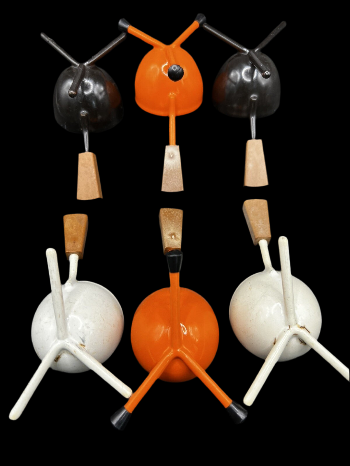 Rare Set Of 6 Tripod Egg Cups Mid-Century Modern, Retro Kitchen Accessories