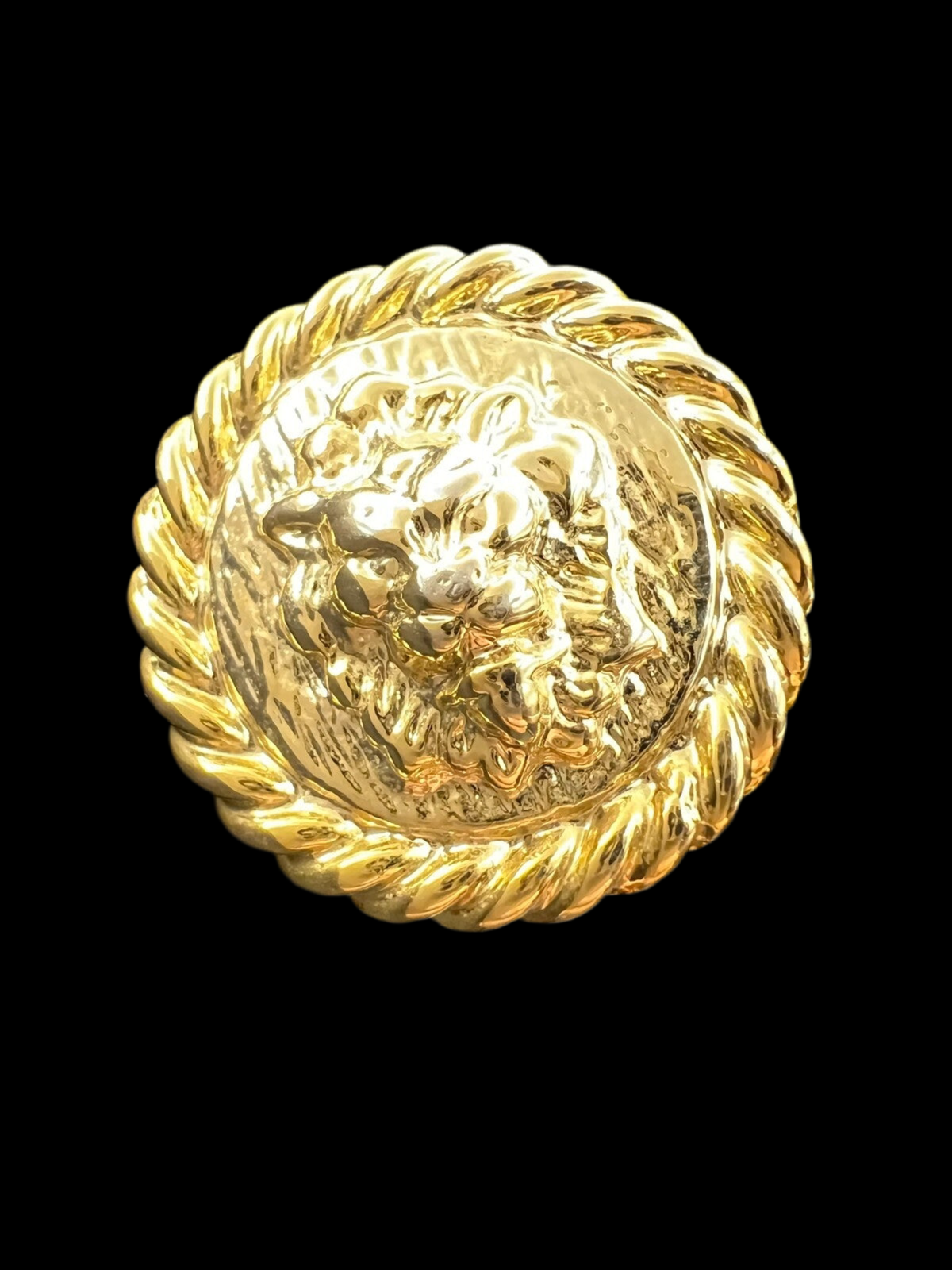 10kt Gold Plated Large Lion Motif Stud Earrings, Vintage Round Elegant Jewellery