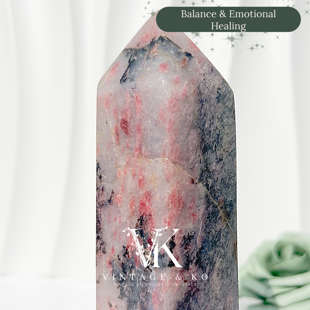 Madagascan Rhodonite with Quartz Tower | Large Size (Approx 16cm) 830-890g