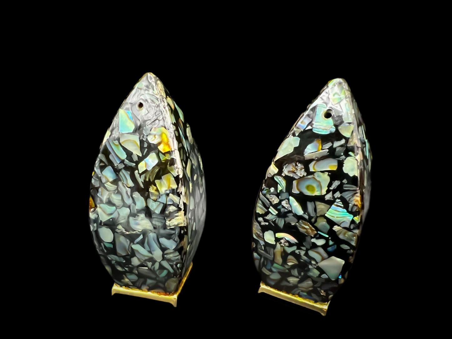 Vintage 1970s New Zealand Paua Shell Salt & Pepper Shakers