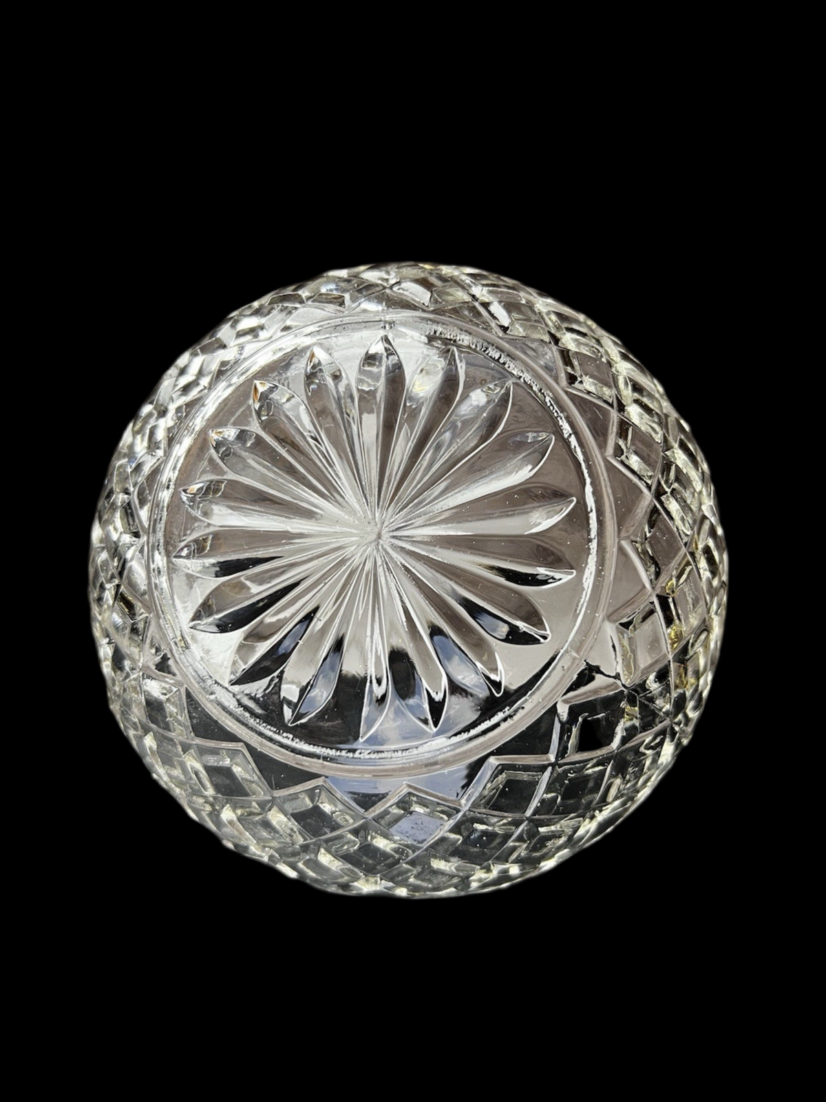 Vintage Diamond Cut Glass Bowl – Elegant Trinket Dish or Small Serving Bowl