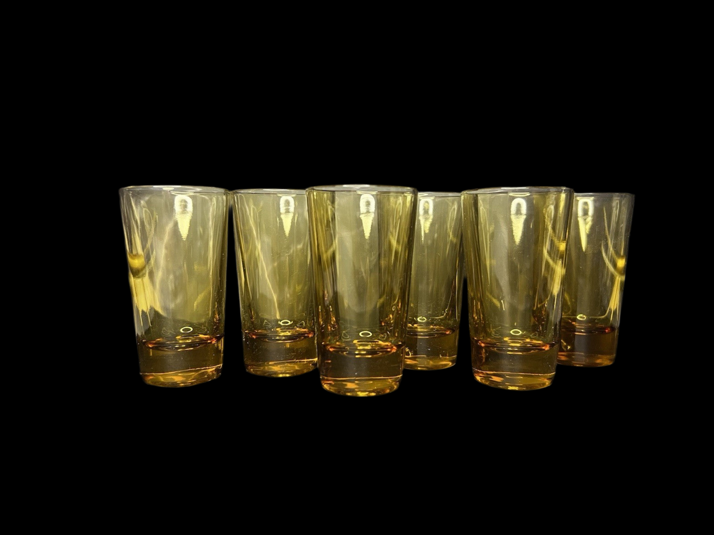 Set of 6 Retro Mid Century Amber Shot Glasses