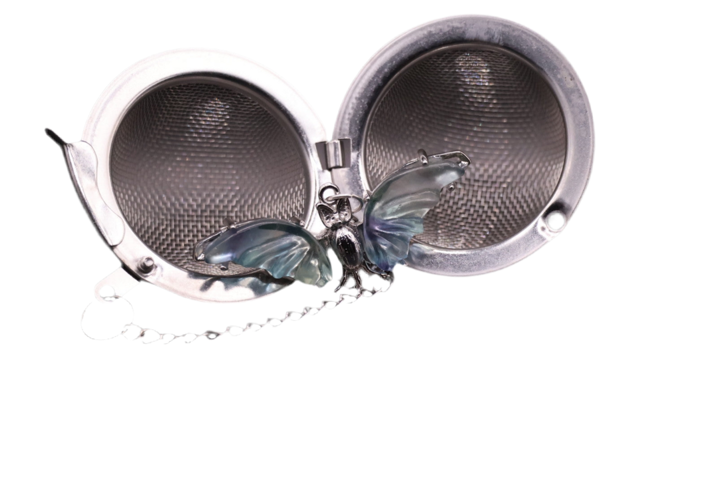 Whimsical Green Fluorite Bat Tea Infuser – Crystal Mesh Filter for Loose Leaf Tea