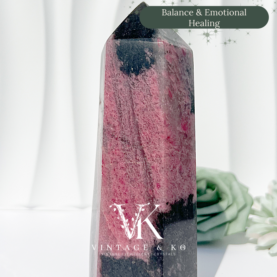 Madagascan Rhodonite with Quartz Tower | Large Size (Approx 16cm) 830-890g
