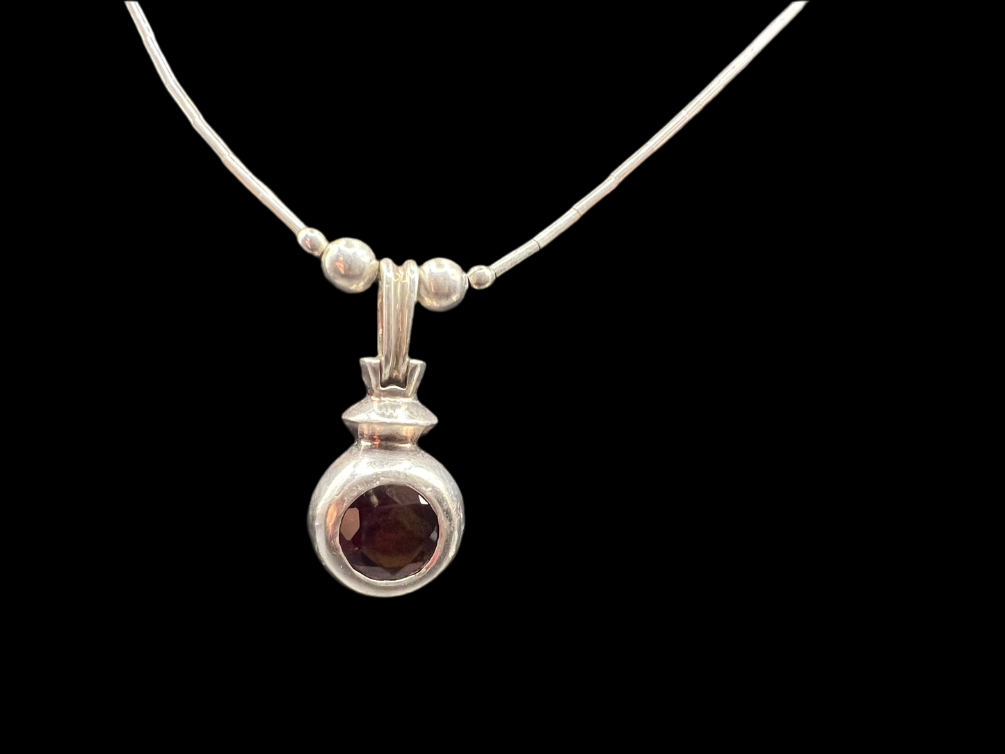 925 Sterling Silver Set with Deep Red Faceted Stones