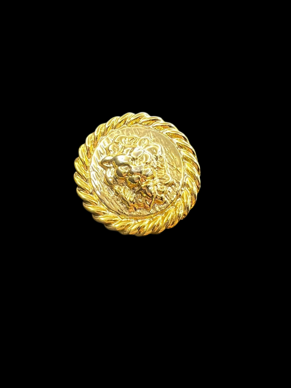 10kt Gold Plated Large Lion Motif Stud Earrings, Vintage Round Elegant Jewellery