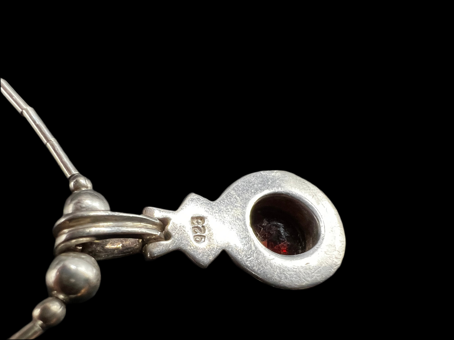 925 Sterling Silver Set with Deep Red Faceted Stones