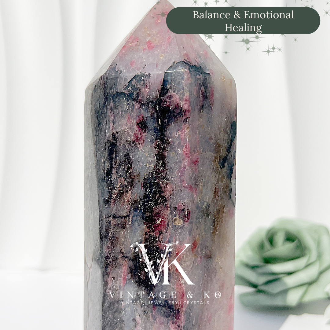 Madagascan Rhodonite with Quartz Tower | Large Size (Approx 16cm) 830-890g