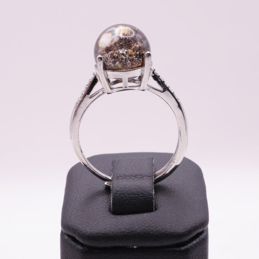 Garden Quartz Adjustable Ring ~ Dark Brown, Orange & Yellow | #7