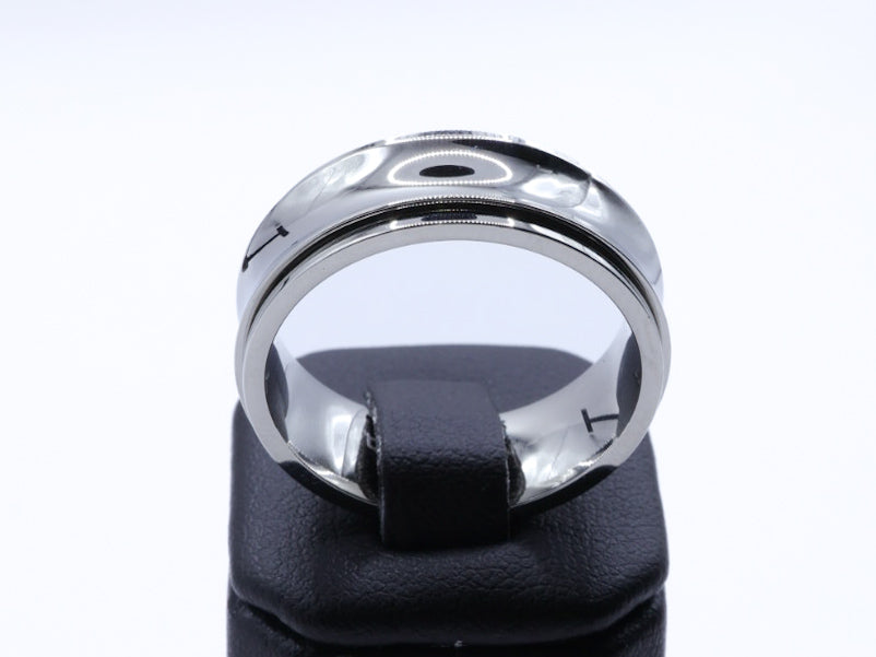 Mens silver stainless steel polished rotating fidget ring