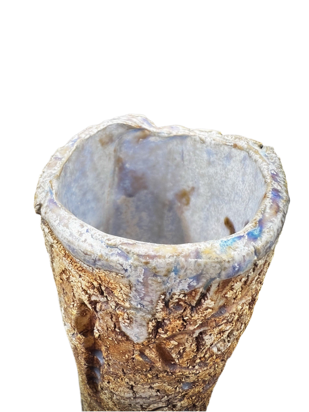 One of a Kind Vase Iridescent Studio Stoneware, Handmade Glazed Ceramic Art 943g