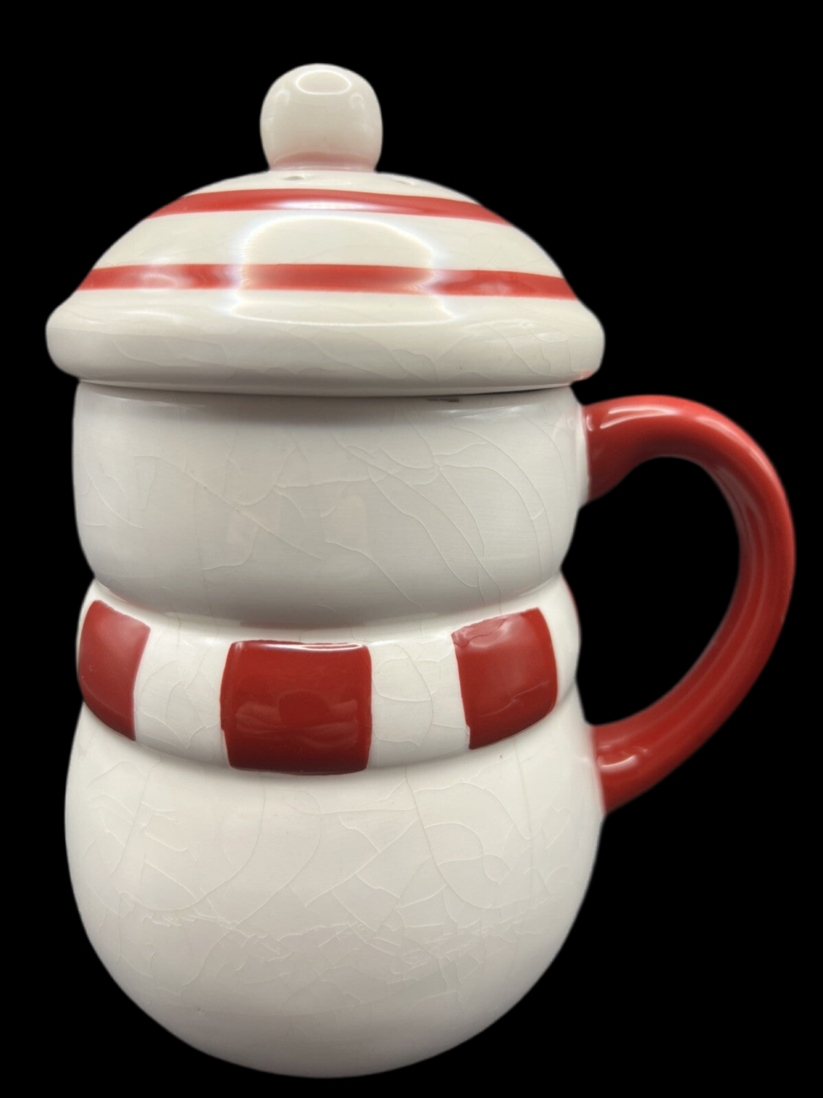 Novelty Ceramic Snowman Mug with Lid and Steam Holes