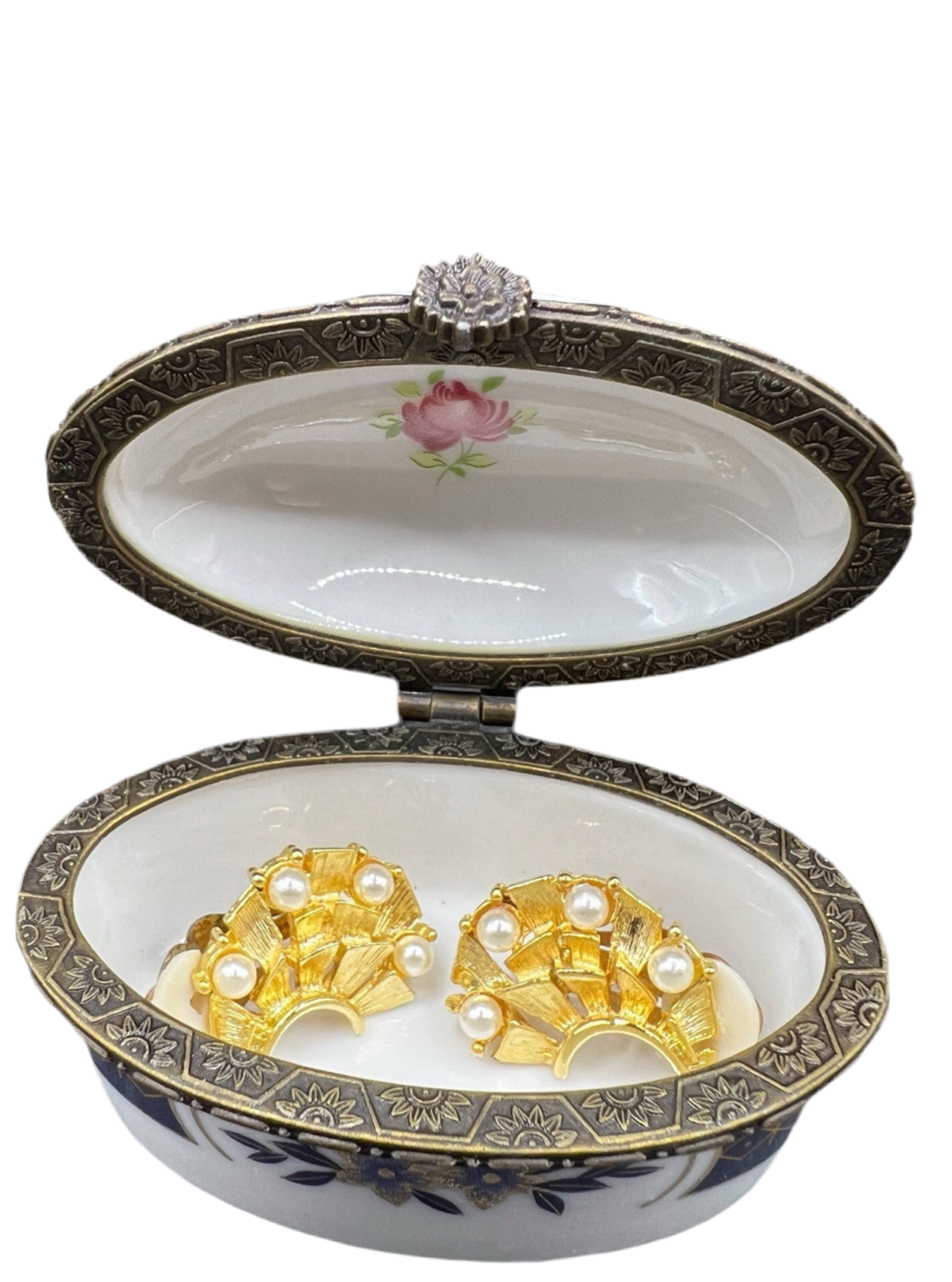 White Oval Porcelain Trinket Box