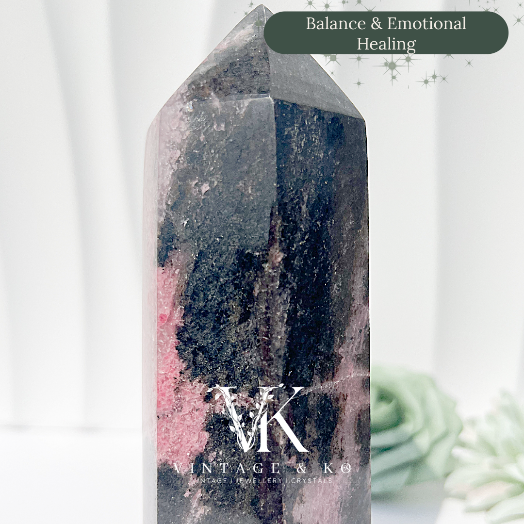 Madagascan Rhodonite with Quartz Tower | Large Size (Approx 16cm) 830-890g
