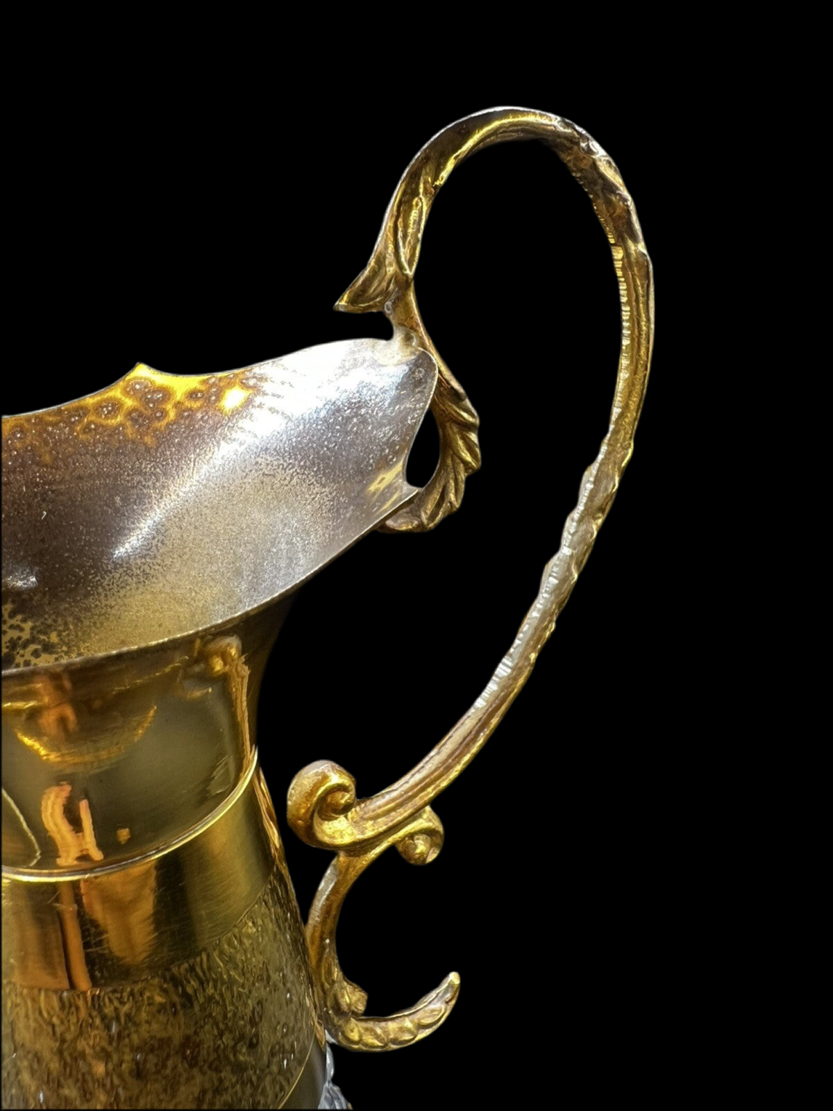 Vintage Golden Diamond-Cut Glass Claret Wine Decanter (34cm / 13.39")