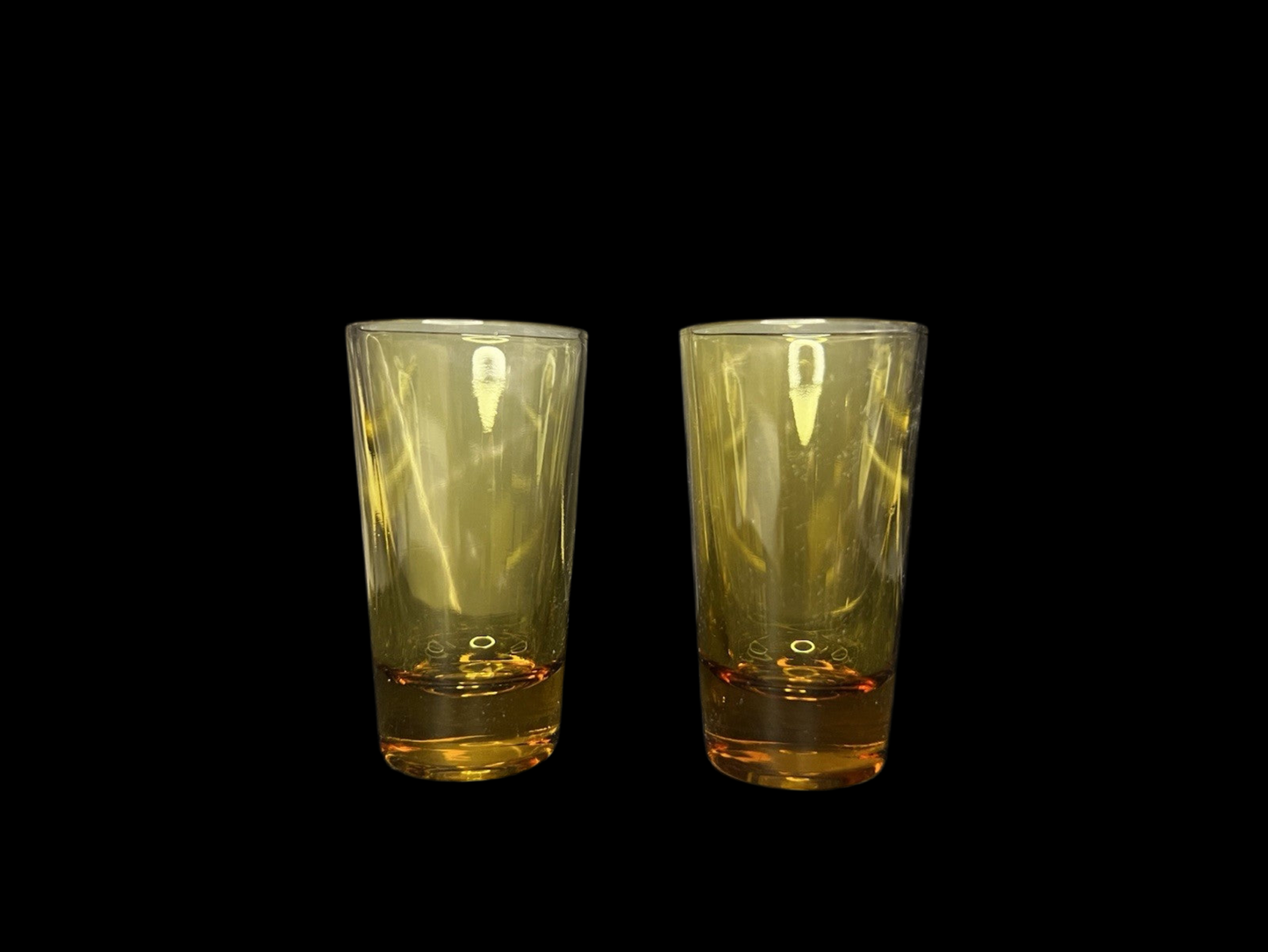 Set of 6 Retro Mid Century Amber Shot Glasses