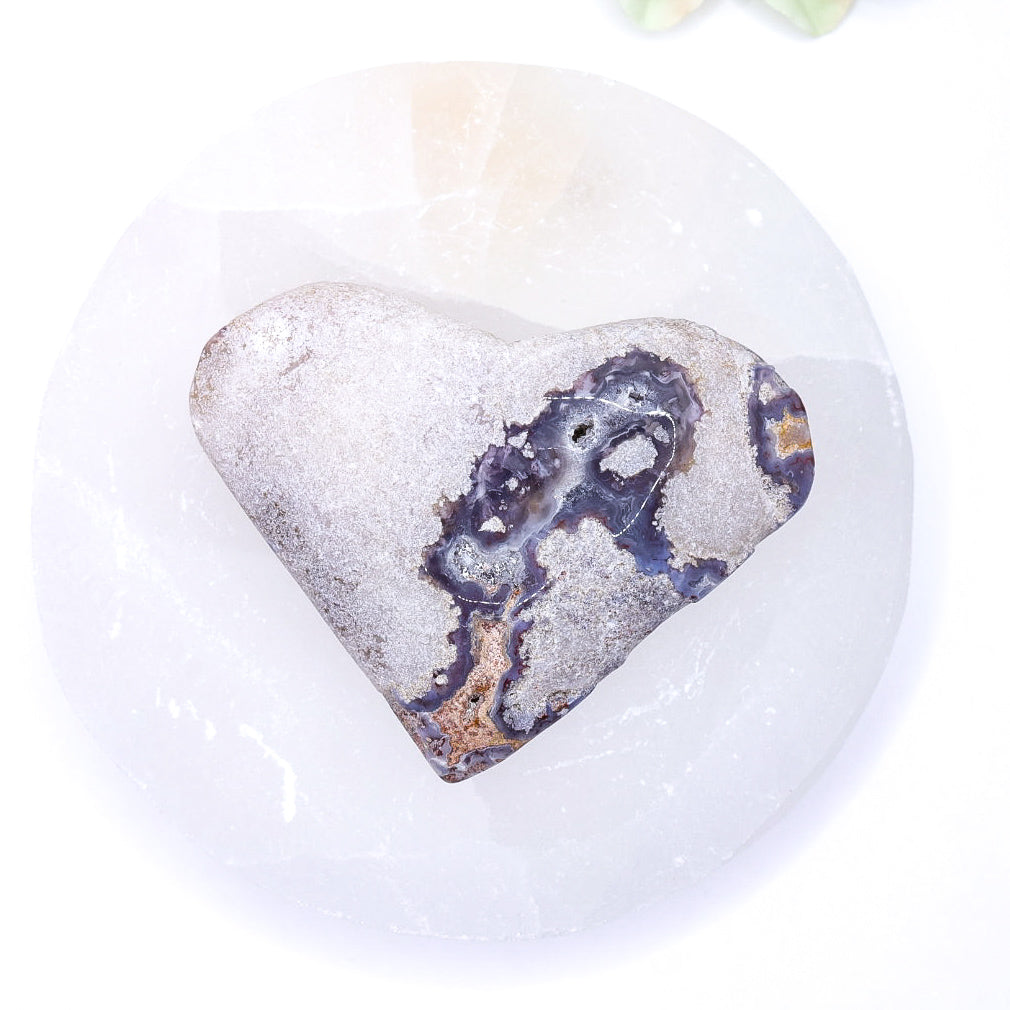 Purple Vug Agate Heart 83g Medium Size 7cm | #1