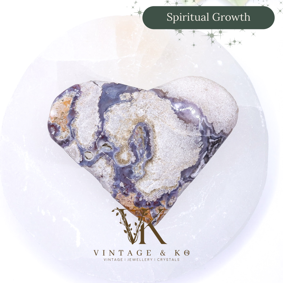 Purple Vug Agate Heart 83g Medium Size 7cm | #1