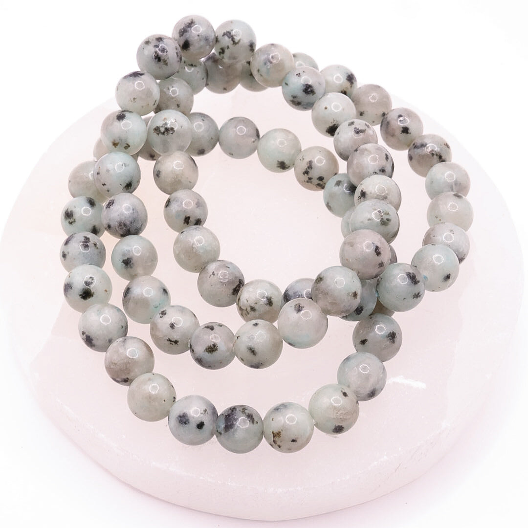 Kiwi Jasper 8mm Beaded Crystal Bracelet