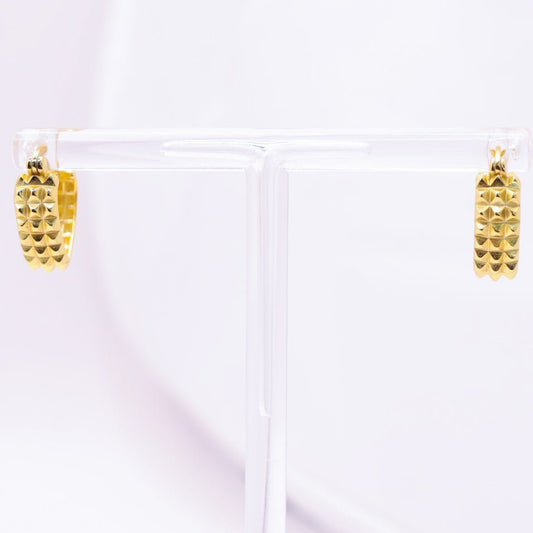 925 Sterling Silver Gold Studded Small Latched Hoop Earrings