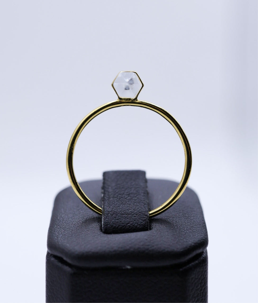 Minimalist 925 Quartz Crystal Ring – Rose or Clear Crystal – Gold or Silver Band – Sizes 5 to 7