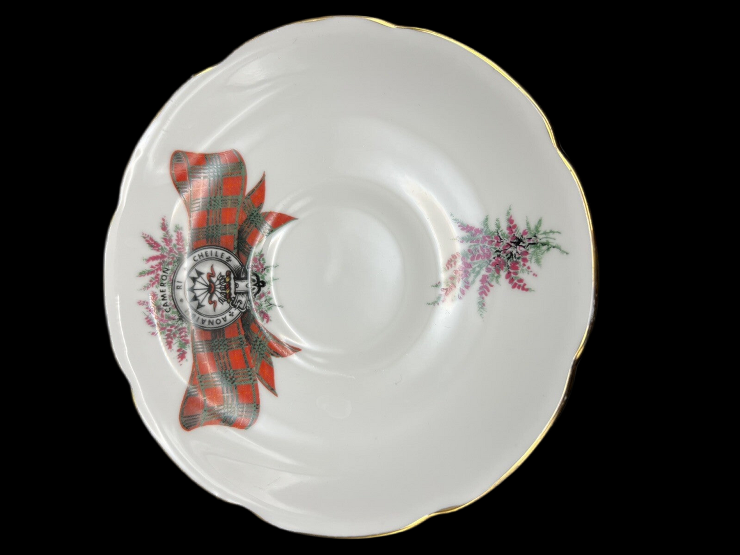 Royal Grafton Clan of Cameron Red and White Tartan Bone China Tea Cup and Saucer Set