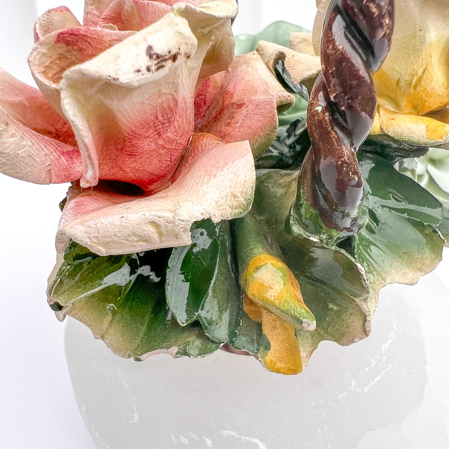 Ceramic Capodimonte-Style Rose Basket