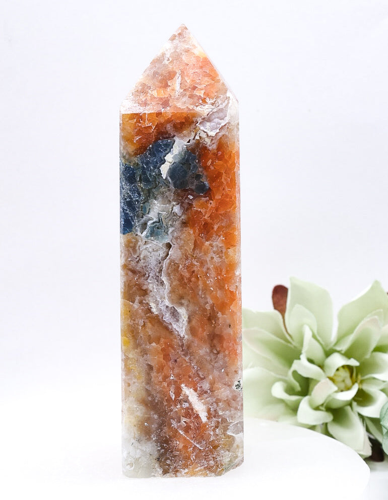 Orange Calcite/Apatite Crystal Point Medium Size 11cm | #2 222g