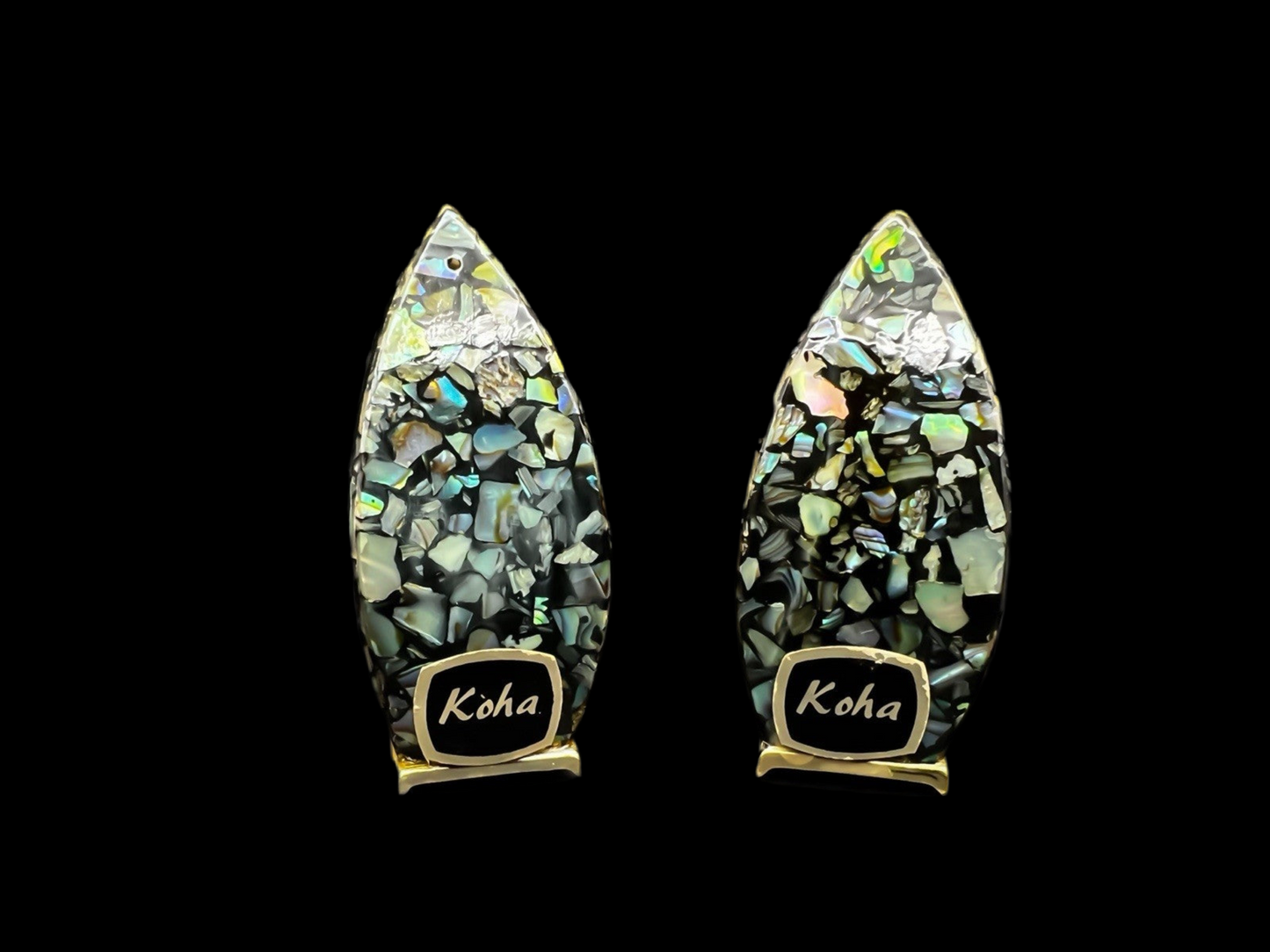 Vintage 1970s New Zealand Paua Shell Salt & Pepper Shakers