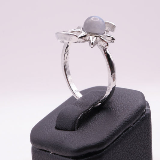 Whimsical Sun & Moon Labradorite Silver Adjustable Ring