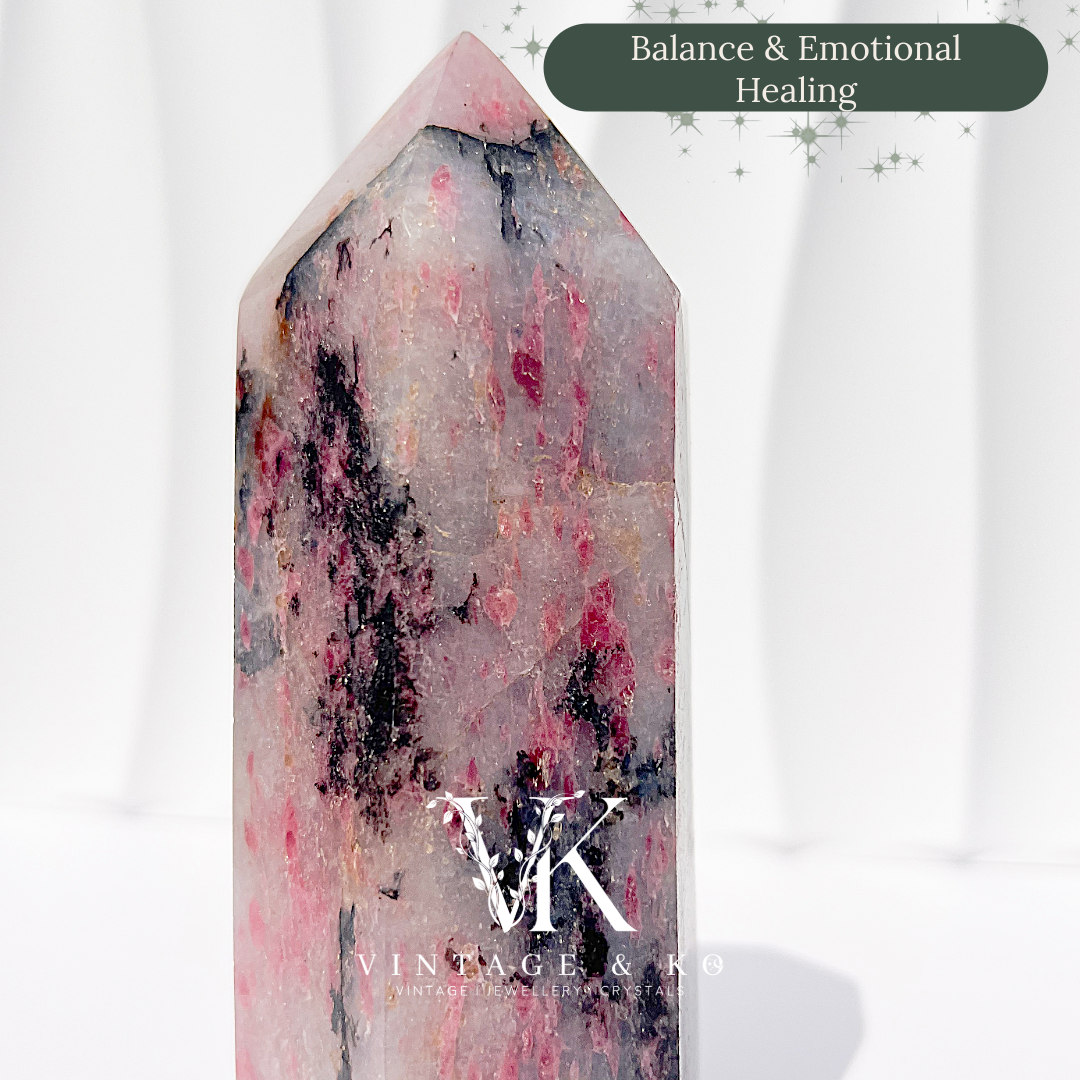 Madagascan Rhodonite with Quartz Tower | Large Size (Approx 16cm) 830-890g