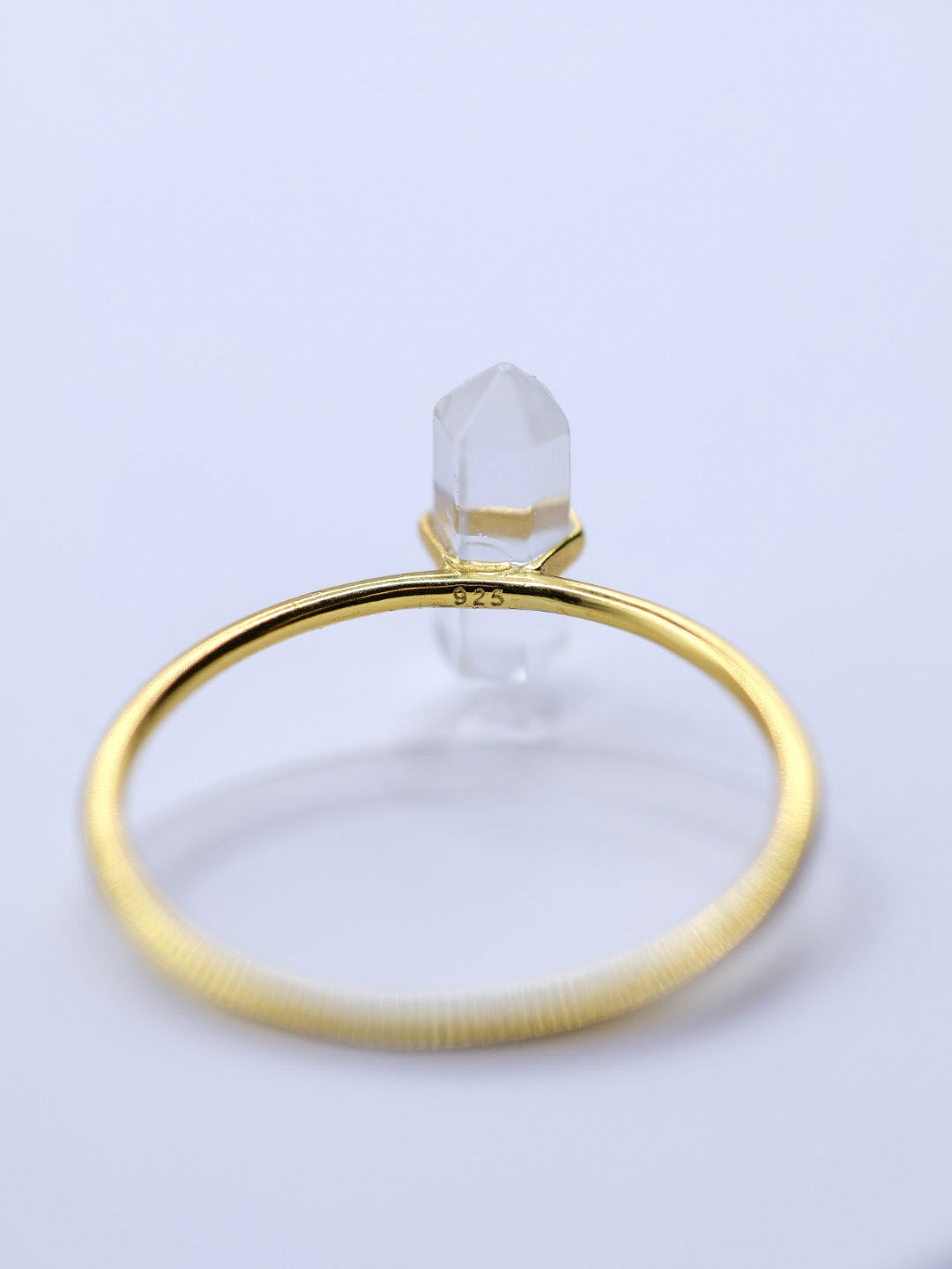 Minimalist 925 Quartz Crystal Ring – Rose or Clear Crystal – Gold or Silver Band – Sizes 5 to 7