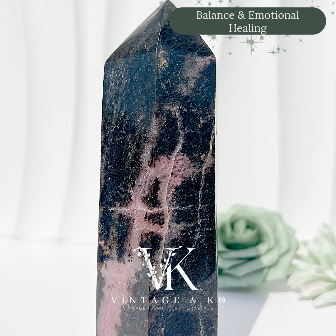 Madagascan Rhodonite with Quartz Tower | Large Size (Approx 16cm) 830-890g